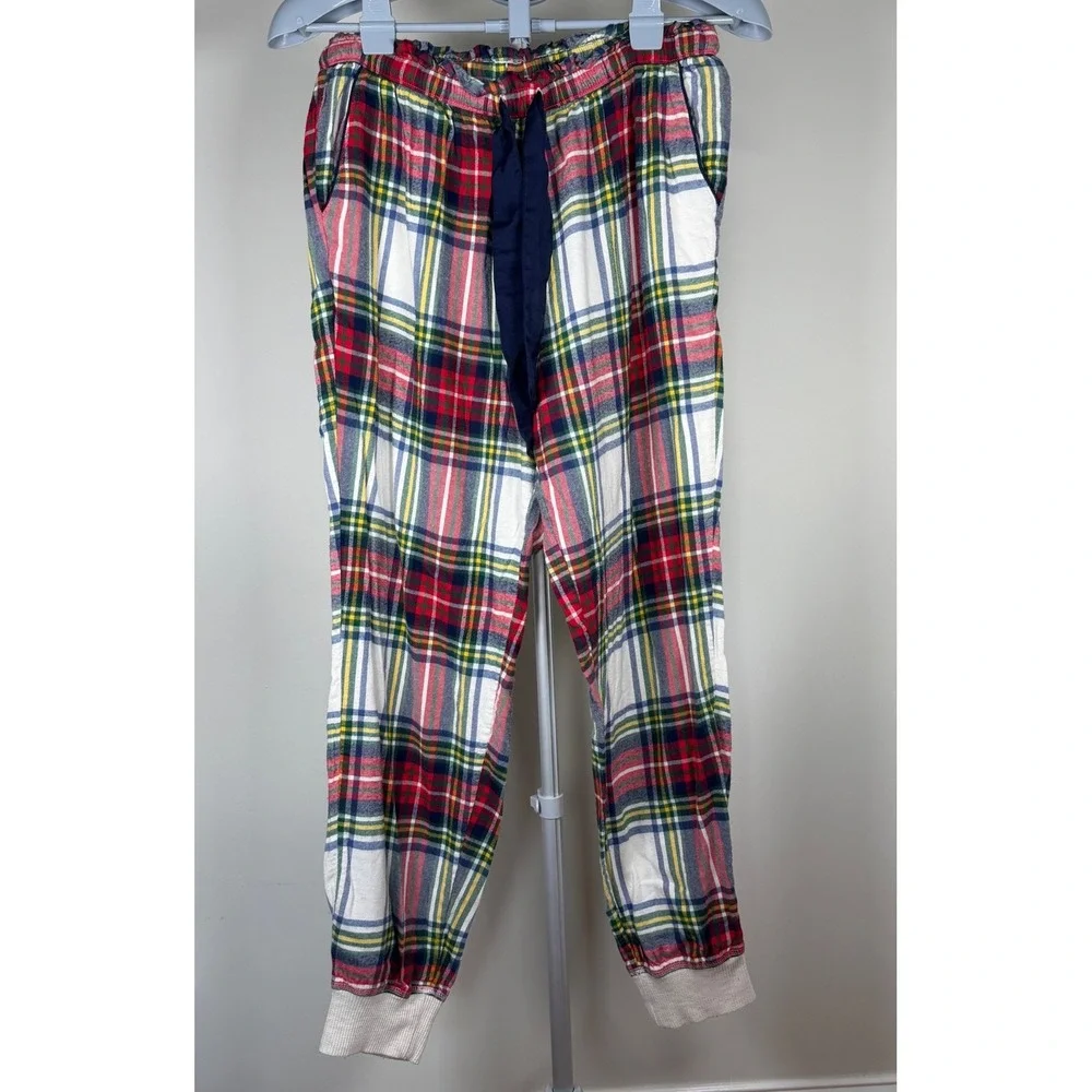 Aerie Womens Plaid Flannel Pajama Pants Joggers Red Green M Long 8812273099